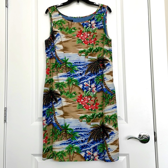 Talbots sleeveless beach print dress with pockets! Like new. - Picture 1 of 11